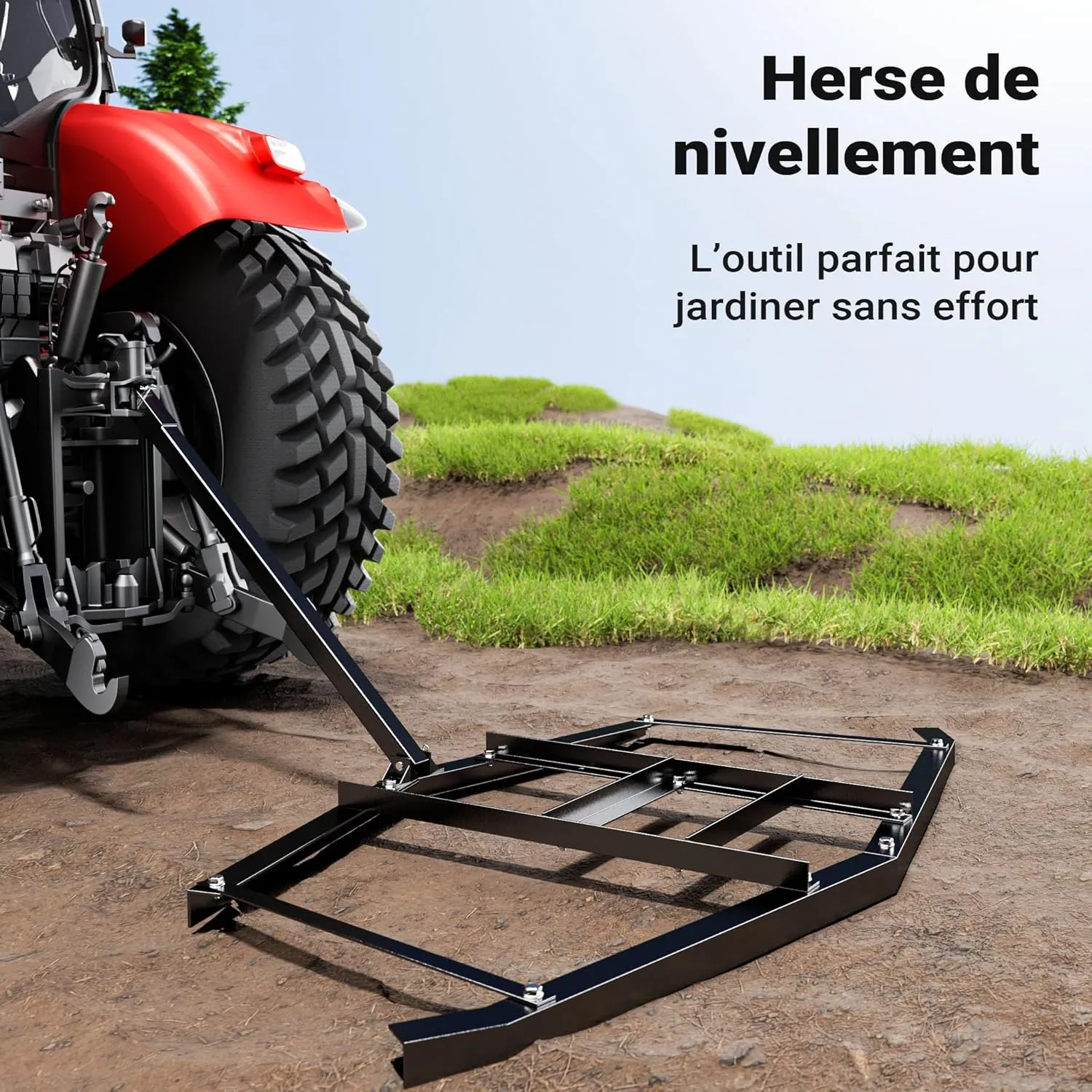 Herse de Nivellement de Prairie 190 × 98 cm - Photo 2